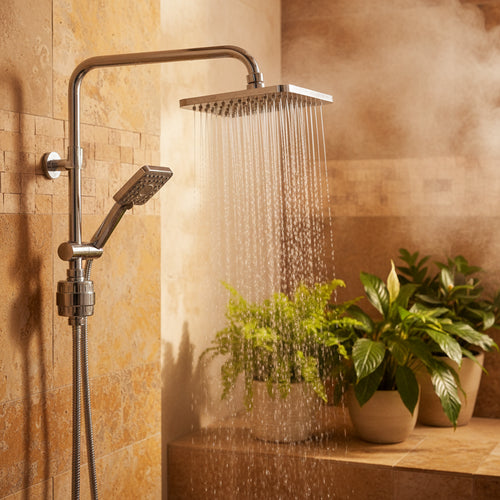 Showerza Filter installed in modern bathroom